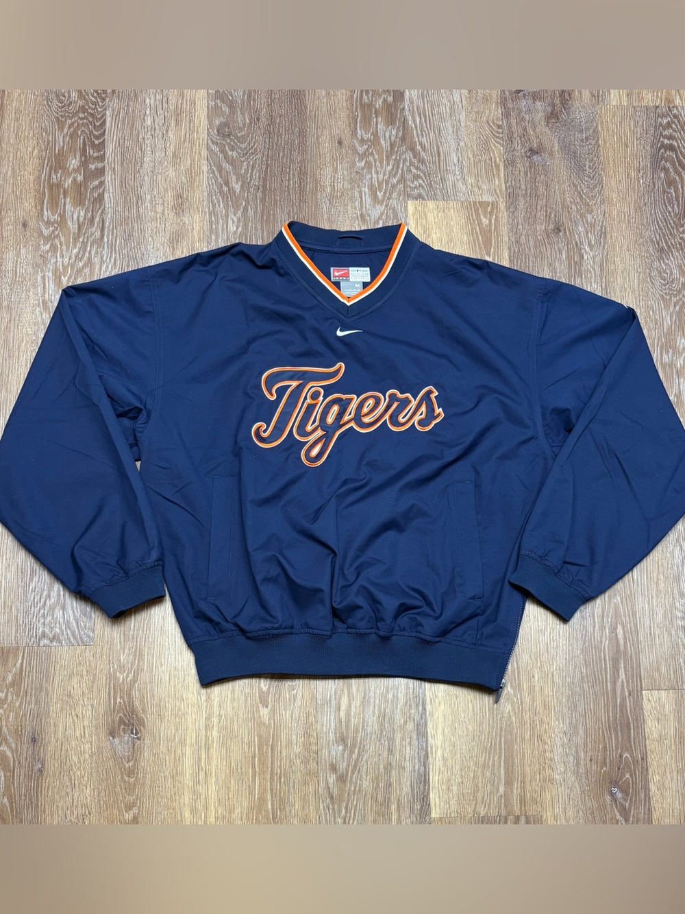 Nike Men's Navy V-Neck 'Tigers' Pullover Sweater with Orange Script